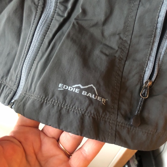 Eddie Bauer Vest Grey Travex Full Zip Hooded Windbreaker Vest Size M - Picture 3 of 8
